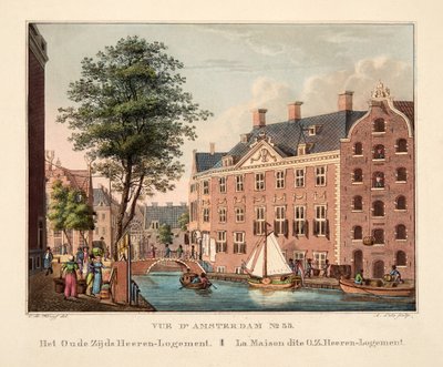 Vue d&39;Amsterdam No.35。 Oude Zijds Heeren-Logement。 La Maison Dite OZ Heeren-Logement，1825年（手工彩色雕刻） 作者 科尼利斯·德克鲁伊夫