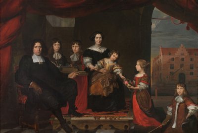 Reyer Reyersz van der Burch (1630-1695)，代尔夫特总督军械库弹药官，与妻子 Geertruid Graswinckel 和孩子 Frank、Cornelis、Reyer、Maria 和 Alida 作者 Wallerant Vaillant（拒绝归因）