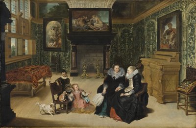 Interieur，称为沙龙鲁本斯 - 室内，称为“”鲁本斯沙龙“”，由 Vos, Cornelis de (1584-1651)。 木头上的油。 尺寸：75x115 厘米。 斯德哥尔摩国家博物馆 作者 Cornelis de Vos