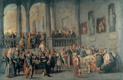 探病 par Wael, Cornelis, de (1592-1667)。布面油画，尺寸：99x152，约 1640 年，热那亚新大道博物馆 作者 科内利斯·德·瓦尔