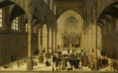 教堂内景，基督向教徒布道 作者 Cornelis van Dalem（归因于）