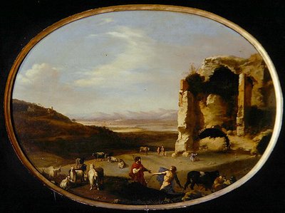 墨丘利和巴特图，约1621年（布面油画） 作者 Cornelis van Poelenburgh或Poelenburch