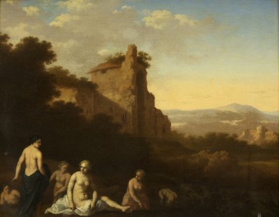若虫沐浴（面板上的油） 作者 Cornelis van Poelenburgh或Poelenburch