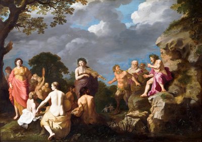 阿波罗与玛莎亚斯之间的音乐比赛 作者 Cornelis van Poelenburgh或Poelenburch