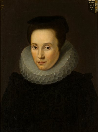 伊丽莎白·赫利亚尔的肖像，约翰·布里奇曼夫人（1586-1636），c.1610-36（布面油画） 作者 Cornelius (attr. to) Janssen van Ceulen