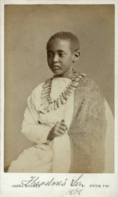 1868年英国赖德阿比西尼亚皇帝西奥多二世的儿子阿拉玛豫王子（蛋白印刷品） 作者 Cornelius Jabez Hughes