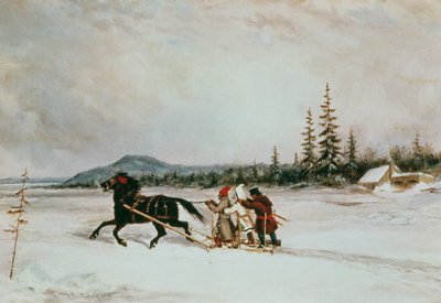雪橇居民，c.1855 作者 科尼利厄斯·克里格霍夫（Cornelius Krieghoff）