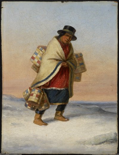 篮子卖家，c.1850 作者 科尼利厄斯·克里格霍夫（Cornelius Krieghoff）