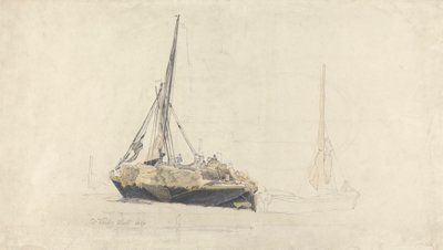 一艘正在装载干草的帆船，1827 年 12 月 作者 科尼利厄斯·瓦利