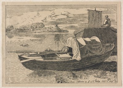 小船在河上，距离风车，1809年。 作者 科尼利厄斯·瓦利