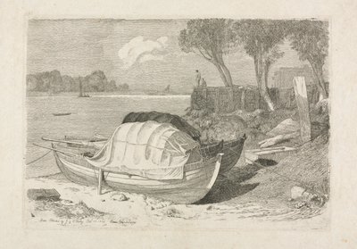 两艘靠岸的渔船，1809年。 作者 科尼利厄斯·瓦利