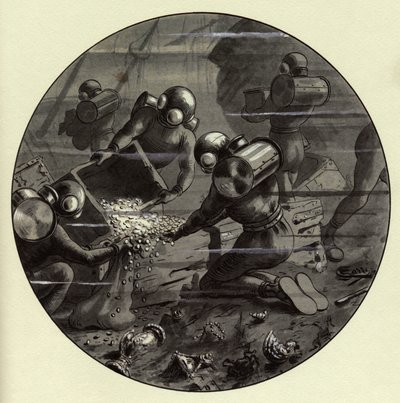 Corrado Sarri 为儒勒-凡尔纳的《海底两万里》（Vingt-mille - 20 000 - 20000）绘制的插图。20 世纪 20 年代的插图版本。 作者 