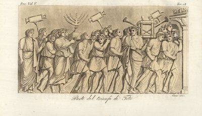 罗马士兵在提图斯凯旋门（庆祝提图斯皇帝战胜耶路撒冷的凯旋门）上手持战利品或斯波利亚列队行进 作者 科西科西