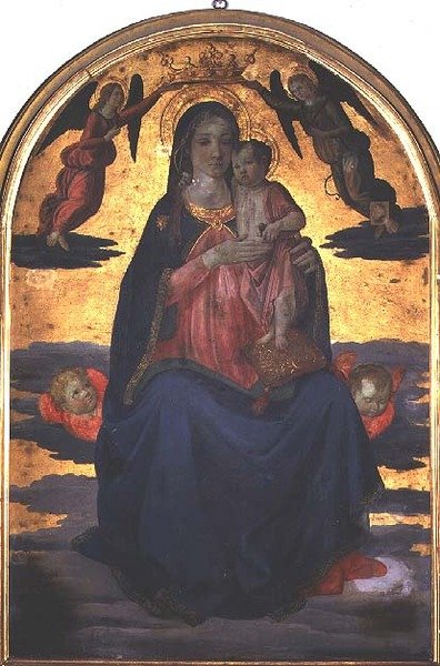 圣母与儿童（面板上的钢笔画） 作者 科西莫·罗塞利（Cosimo Rosselli）