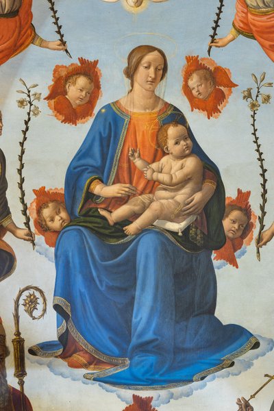 Madonna with Child in glory, Saint Ambrose, Saint Francis of Assisi, God the Father and angels