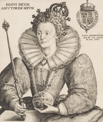 伊丽莎白一世女王，1592年。 作者 Crispijn de Passe I.