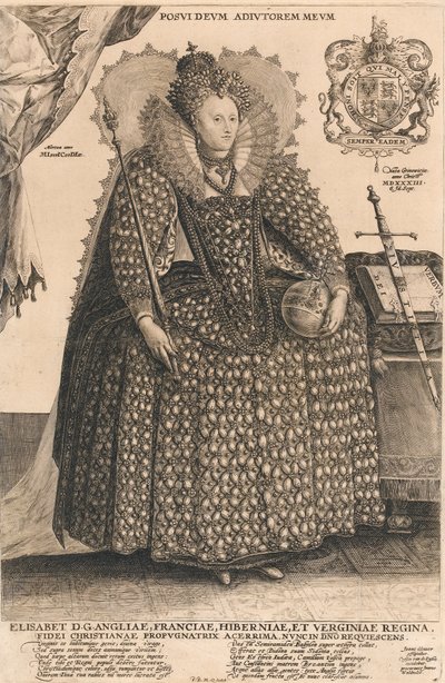 伊丽莎白，英国女王，约1603年（雕刻）。 作者 克里斯平一世