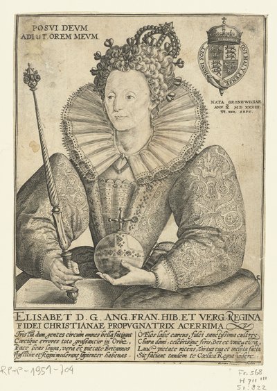 英国女王伊丽莎白一世的肖像，1592年 作者 Crispin  Passe