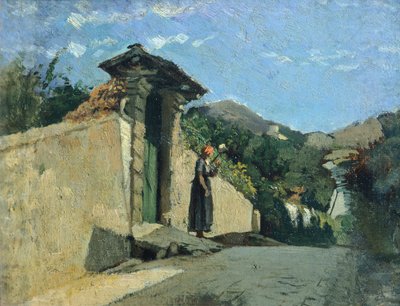 景观研究，约1860年，克里斯蒂亚诺-班蒂（1824-1904），布面油画。 作者 克里斯蒂亚诺·班蒂