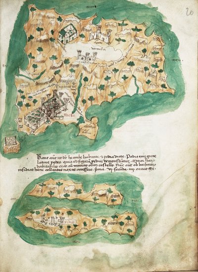 纳克索斯牛皮纸海图，约 1420 年（牛皮纸） 作者 克里斯托弗·布翁德尔蒙蒂