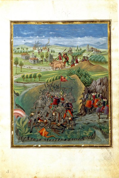行星三月的影响：战争场景（缩影，约 1470 年） 作者 克里斯托福罗·德·普雷迪斯