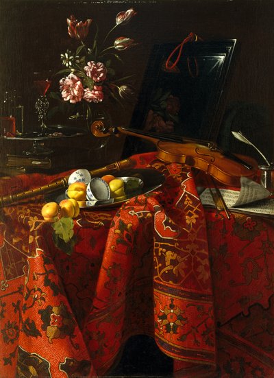 有乐器的静物，约 1710-1715 年（布面油画） 作者 克里斯托福罗·穆纳里（Cristoforo Munari）