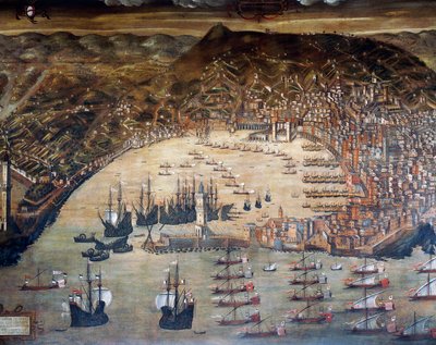 热那亚及其海港，克里斯托弗罗-格拉西（1565-1598 年）的绘画，意大利 作者 克里斯托弗·德·格拉西