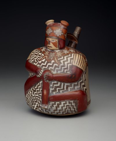 描绘受伤战士的船只，中级早期，纳斯卡阶段7，约500-600年（陶瓷） 作者 文化纳斯卡