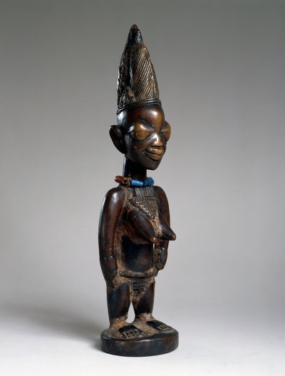 尼日利亚伊拉奥兰贡地区的双胞胎（ere ibeji），19世纪末或20世纪初（木材，玻璃珠和tukula痕迹） 作者 约鲁巴文化