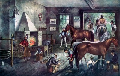 1869年，在锻炉上的小跑裂缝。 作者 库里尔和艾夫斯