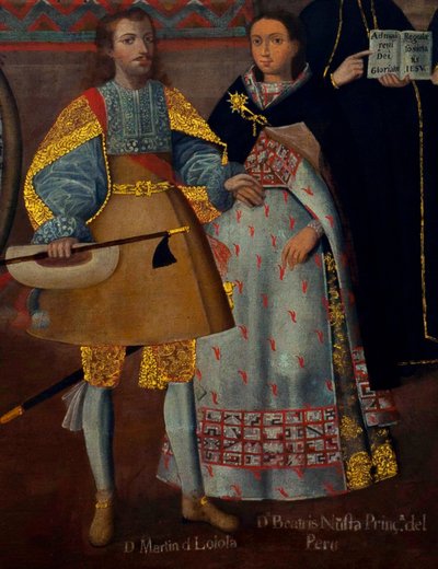 Martín de Loyola 与 Doña Beatriz Ñusta 的婚姻，以及 Don Juan Borja 与 Lorenza Ñusta 的婚姻（Loyola 与 Coya）。 作者 库斯科学校