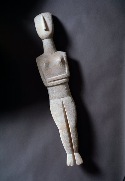 女神像，示意图，白色大理石与赭石镶嵌，公元前3200-2000年 作者 Cycladic Cycladic