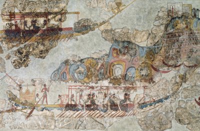 船队，希腊基克拉迪群岛南部塞拉岛的壁画 基克拉迪文明，公元前3-2千年 作者 Cycladic Cycladic