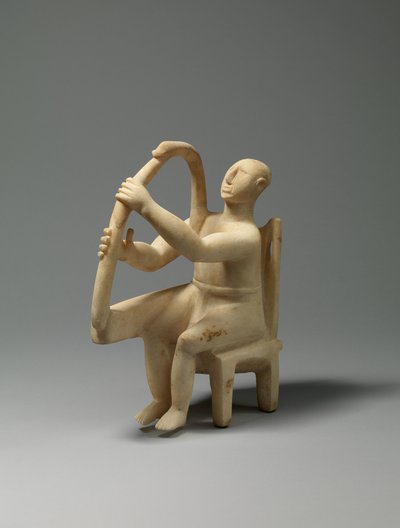 大理石坐式竖琴演奏者，公元前2800-2700年（大理石）。 作者 基克拉迪基克拉迪基