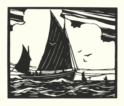 渔船和驳船Deal Lugger（木刻） 作者 西里尔·威尔金森