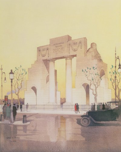 埃德温-兰德塞尔-卢廷斯（1869-1944 年）建造的商业海洋纪念碑（纸面水彩画） 作者 西里尔·法雷