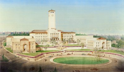 新港文娱中心拟议方案（纸面水彩画） 作者 