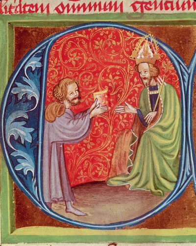 作者向Piehe de Crescenzi的Opus Ruralium Commodorum（1230-1321）提供他的书给波希米亚的查理四世（1316-78）。 作者 捷克学派