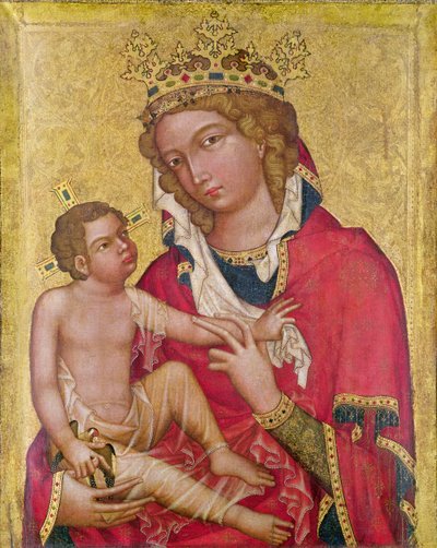 维尔京和儿童，c.1350（面板上的marouflage和蛋彩画） 作者 Czech School