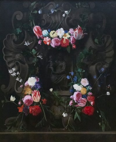 圣母与圣婴周围的花环 作者 D. & Quellinus E. (1607 78) 西格斯