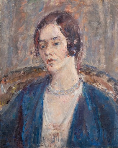 忧郁的蓝衣女子》，约 1935 年（布面油画） 作者 埃塞尔·沃克夫人
