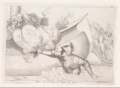 赫克托纵火焚烧希腊船只
Ettore che incendia le Navi de Greci（标题见实物） 作者 达米安·佩尔纳蒂