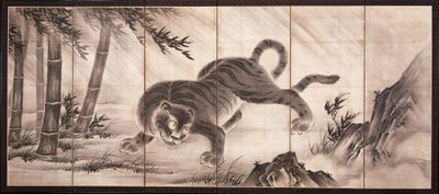 虎 [一对龙虎的左边]，16 世纪中叶（纸上墨迹）（另见 6114494） 作者 山田道安
