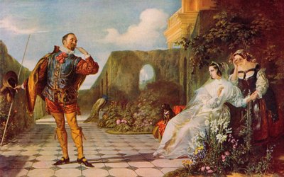 莎士比亚：马尔福利奥和奥利维亚，《第十二夜》，第三幕，第四场（彩色石版画） 作者 丹尼尔（后）麦克莱斯