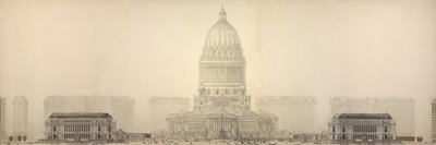 板块131来自《芝加哥规划》，1909年：芝加哥。显示建筑群的立面图... 作者 丹尼尔伯纳姆