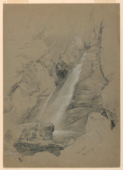 绘图，巴什-比什瀑布，马萨诸塞州南埃格雷蒙特，1859 年 7 月 18 日 作者 丹尼尔·亨廷顿