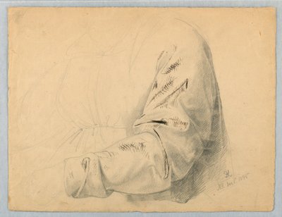 素描，上衣褶皱研究，1845 年 12 月 1 日 作者 丹尼尔·亨廷顿
