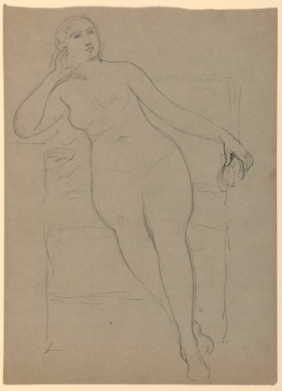 素描，坐着的女性裸体，1870-80 年 作者 丹尼尔·亨廷顿