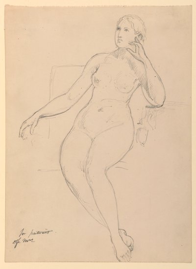 素描，坐着的女性裸体，1870-80 年 作者 丹尼尔·亨廷顿