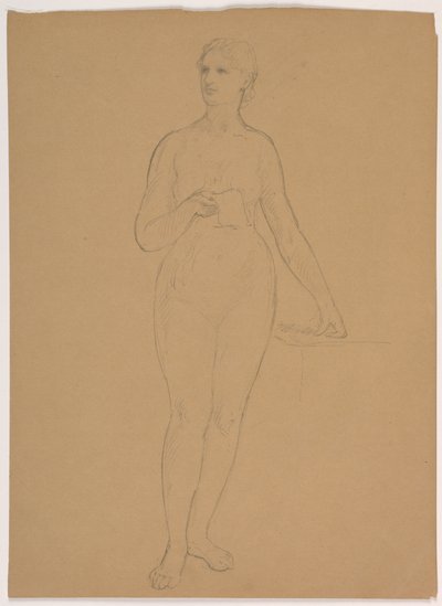 素描，女性裸体站立，1850-60 年 作者 丹尼尔·亨廷顿